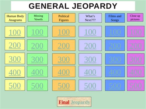 Jeopardy | Teaching Resources