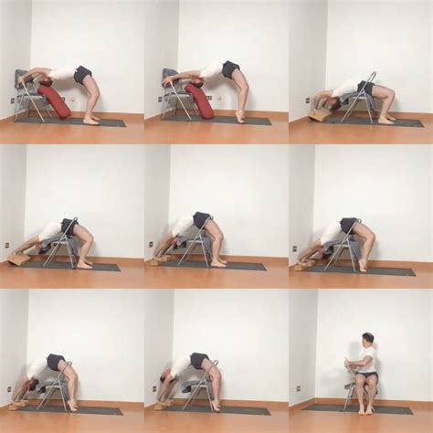 Preparation to Urdhva Dhanurasana variations with the use of chair ...