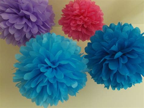 6 Tissue Paper Pom Poms, you pick colors by Tissue Paper Pom Poms