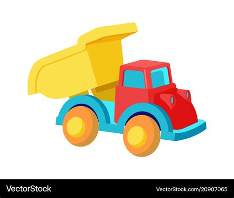 Toy dump truck plastic car in bright colors Vector Image