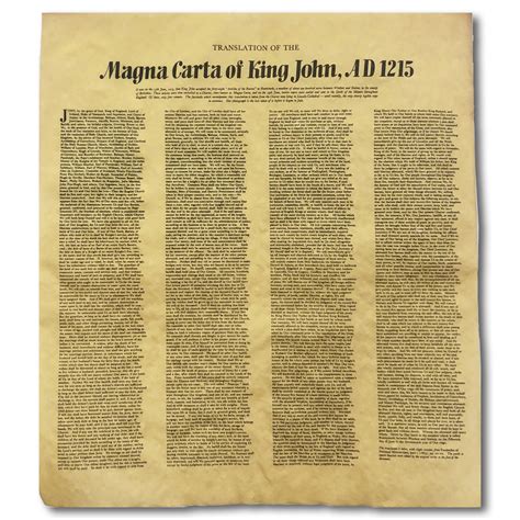 Magna Carta of King John 1215 English Translation – Library of Congress ...