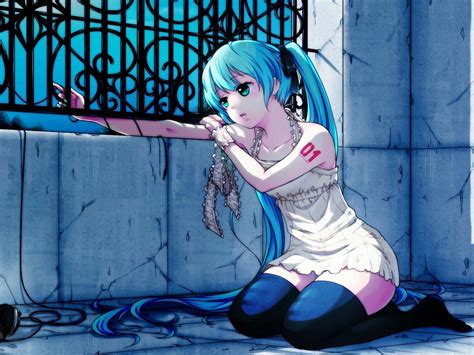 Anime Wallpapers Sad Girl Near Window - Anime Girl Blue Hair Sad ...