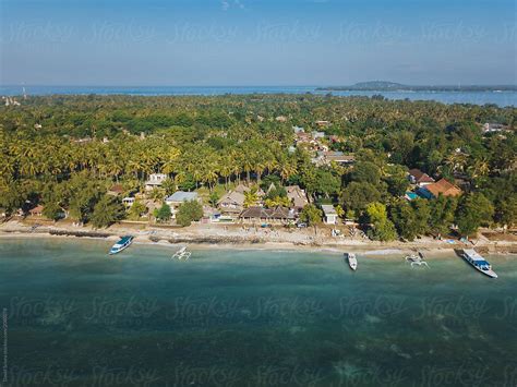 "Aerial View Of Tropical Island With Palm Trees, Beach And A Sea." by ...