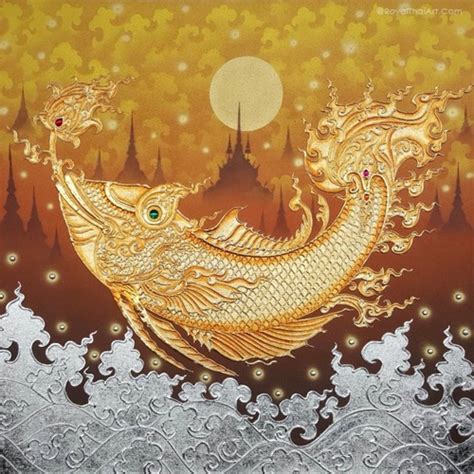 Famous Golden Fish Painting of Thailand | Royal Thai Art