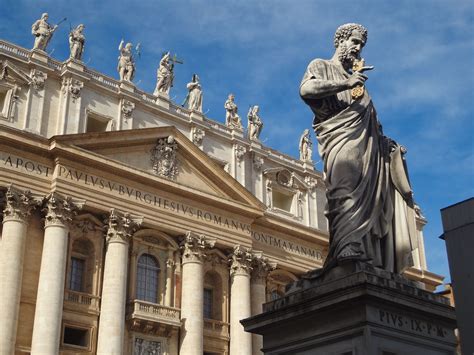 Statue of St. Peter outside St. Peter's Basilica in Vatican City State ...