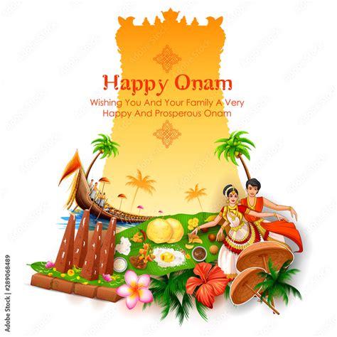 illustration of colorful holiday banner background for Happy Onam ...