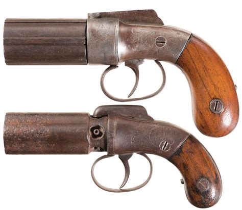 Two Engraved Percussion Pepperbox Revolvers | Rock Island Auction