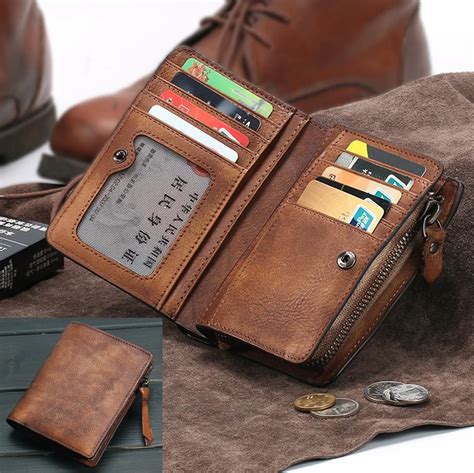 Fashion Vintage Genuine Leather Wallet men Wallet Leather men purse vertical short money bag ...