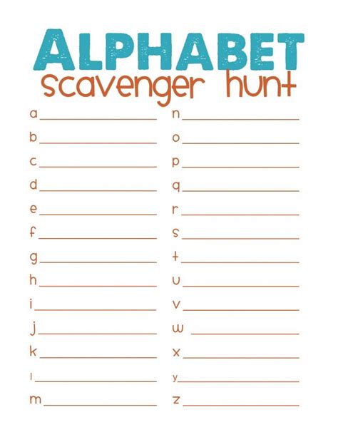 Alphabet Scavenger Hunt Free Printable | It's Preschool (Song) PreK Collaborative Peeps ...