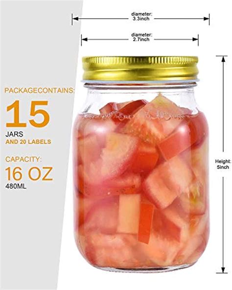 Rainforce 16 oz Mason Jars With Lids Regular Mouth 15 Pack-16 oz Glass – HGDstore