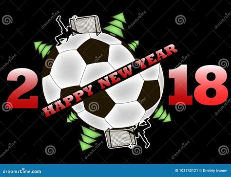 Happy New Year and Soccer Ball Stock Vector - Illustration of annual ...