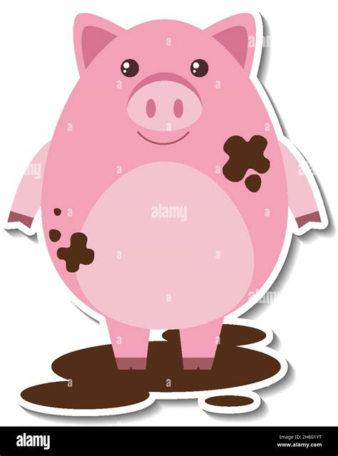 Dirty pig farm animal cartoon sticker illustration Stock Vector Image & Art - Alamy