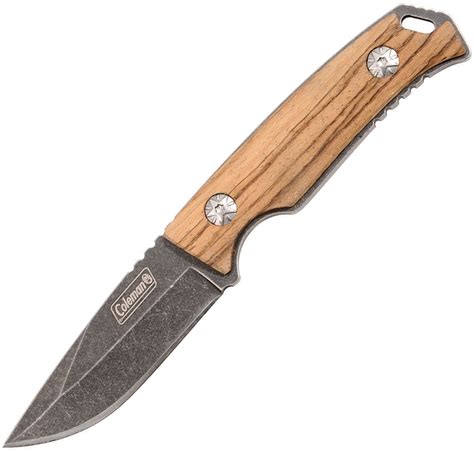 Coleman Zebra Wood Stainless Drop Point Fixed Blade Knife w/ Sheath N2 ...