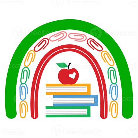 Teacher rainbow school. Rainbow with red apple 16637880 PNG