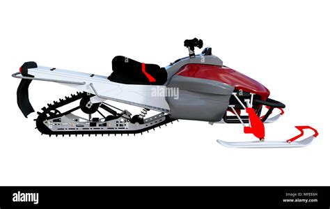 3D rendering of a snowmobile, or motor sled, motor sledge, or snowmachine, a motorized vehicle ...