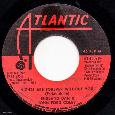 England Dan & John Ford Coley – Nights Are Forever Without You / Showboat Gambler (1976, Vinyl ...