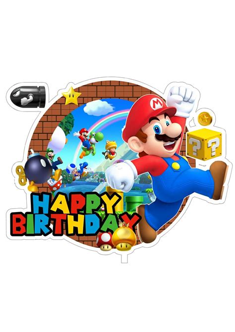 Cake topper imprimible gratis Mario | Decoracion de mario bros, Fiesta ...