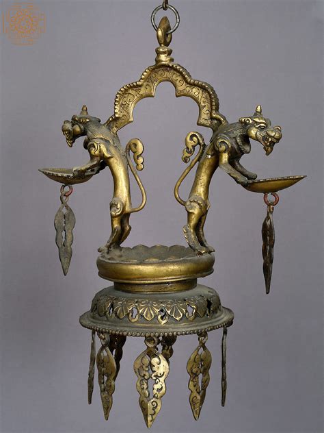 15” Brass Dhalucha- Nepalese Oil Lamp from Nepal | Exotic India Art