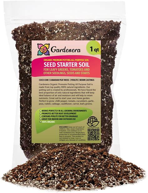 Premium Organic Seed Starter Soil - 1 Quart - All-Purpose Organic Potting Soil for Happy ...