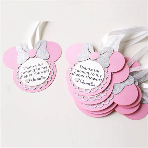 Personalized birthday favour tags, custom Mouse party gift tags, laser cut baby shower thank you ...