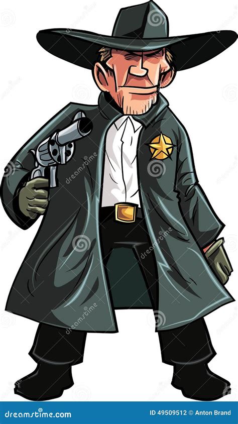 Sheriff Del Vaquero De La Historieta Que Tira De Un Arma Stock de ilustración - Ilustración de ...