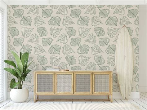 Modern Botanical Wallpaper for Bedroom Bathroom and Interiors. - Etsy