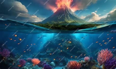 Premium Photo | Underwater Volcanoes in the Ocean Floor