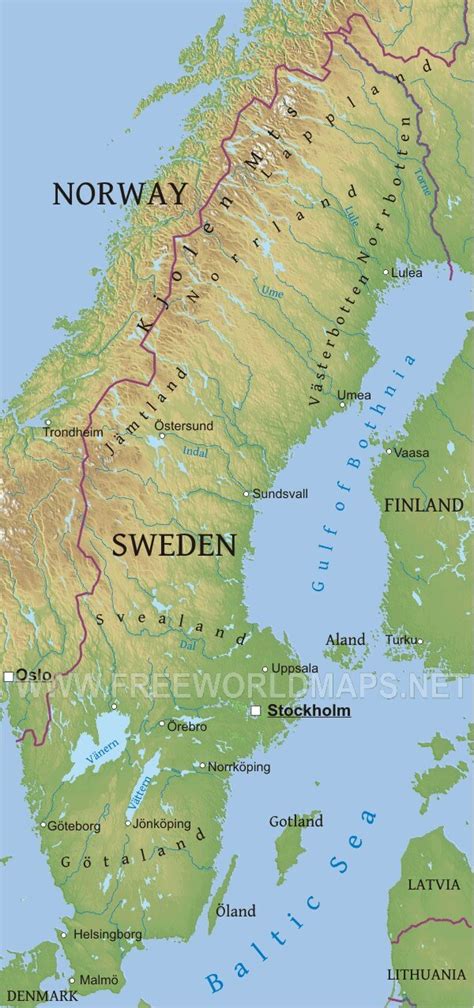 Sweden Physical Map