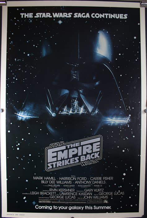 EMPIRE STRIKES BACK, Original Rolled Darth Vader Advance Movie Poster - Original Vintage Movie ...