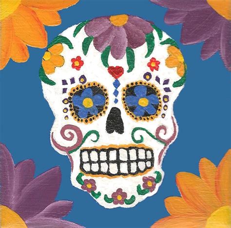 El Dia De Los Muertos Skull Painting by Tara Campbell