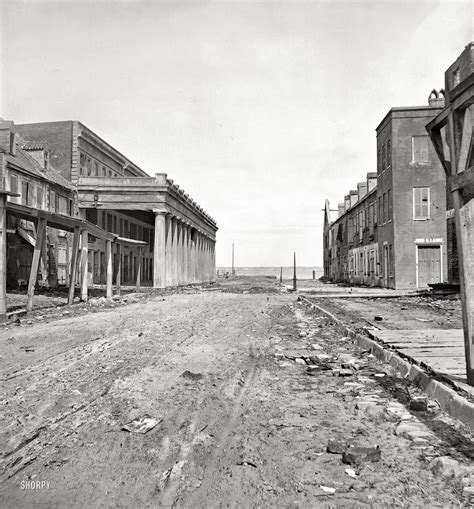 "1865. Charleston, South Carolina. Vendue Range looking east from near the corner of East Bay ...