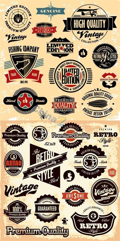 Typography Free download Retro label stickers and badges vector. Category: Vector concept ...