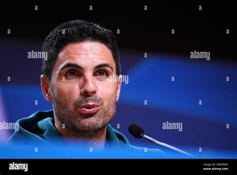 Arsenal manager Mikel Arteta during a press conference at Estadio do ...