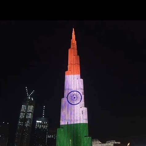 StayStrongIndia lit Burj Khalifa with the colors of the Indian flag, in ...