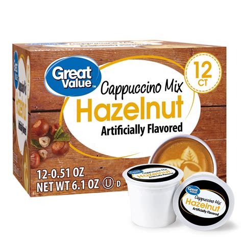 Great Value Hazelnut Cappuccino Mix, Single Serve Coffee Pods, 12 Count ...