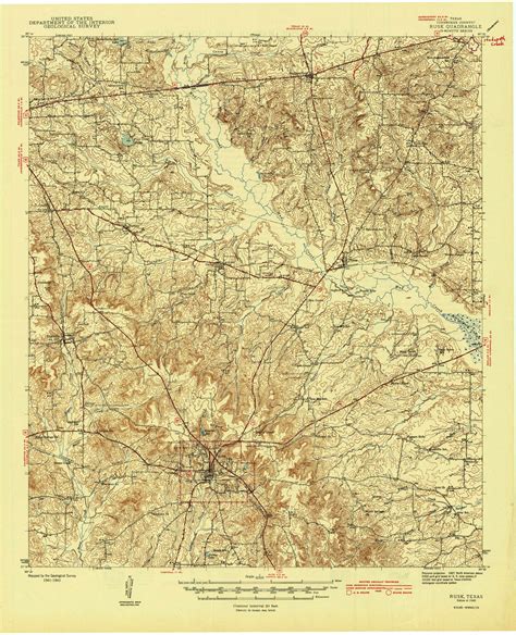 Rusk, Texas 1945 () USGS Old Topo Map Reprint 15x15 TX Quad 116541 ...