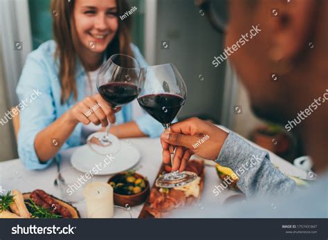 Happy Romantic Couple Having Dinner Restaurant Stock Photo 1757431847 ...