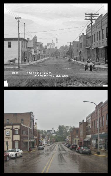 Rephotographic Pair: Downtown Blanchardville | Photograph | Wisconsin ...