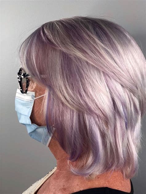 Lavender hair 50+ years old | Lavender hair, Gray hair highlights ...