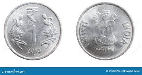 India One Rupee Coin on White Isolated Background Stock Photo - Image of metal, coin: 210995786