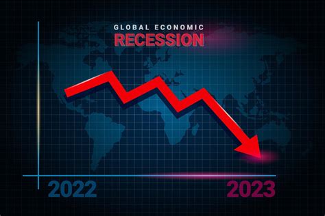 2023 Economy recession, global business downfall with falling arrow and ...