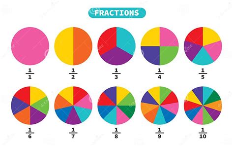 Vector Drawing of Fractions Worksheet Stock Illustration - Illustration ...