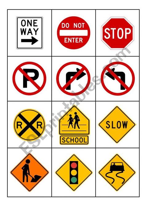 Road Signs - Esl Worksheetmytijana | Printable Road Signs Flash Cards ...