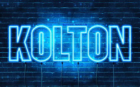 4K free download | Kolton with names, horizontal text, Kolton name, blue neon lights, with ...