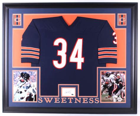 Walter Payton Signed Chicago Bears 35x43 Custom Framed Cut Display with Jersey (Payton COA ...