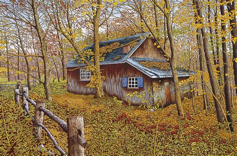 Cabin In The Woods Painting by Thelma Winter - Pixels