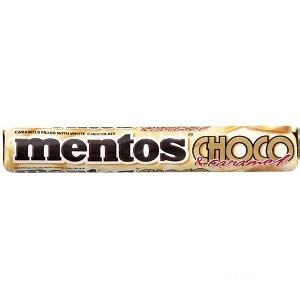 Mentos Choco & Caramel Chews Filled With White Chocolate Chewy Lolly 38g Roll - Lollies'n'Stuff