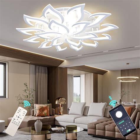 KINDLOV Modern Dimmable LED Ceiling Light,120W Petal Chandelier Flush ...