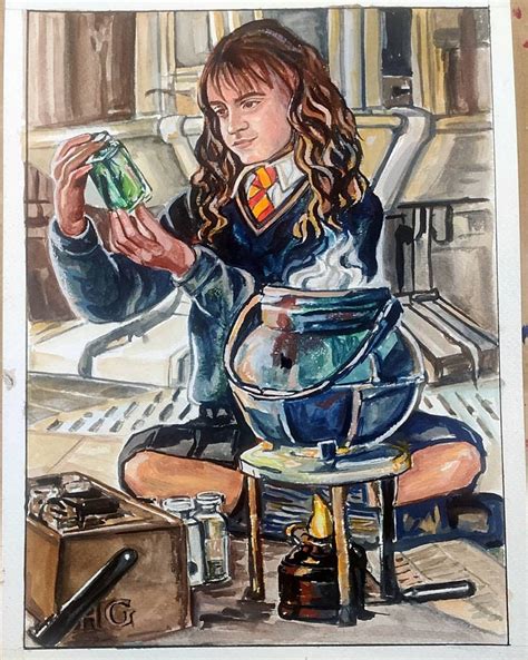 Hermione Granger making polyjuice potion. Gouache. by Sketchytales on DeviantArt