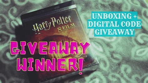 Harry Potter 8-Film Collection 4K Digital Code Giveaway WINNER!!! - YouTube
